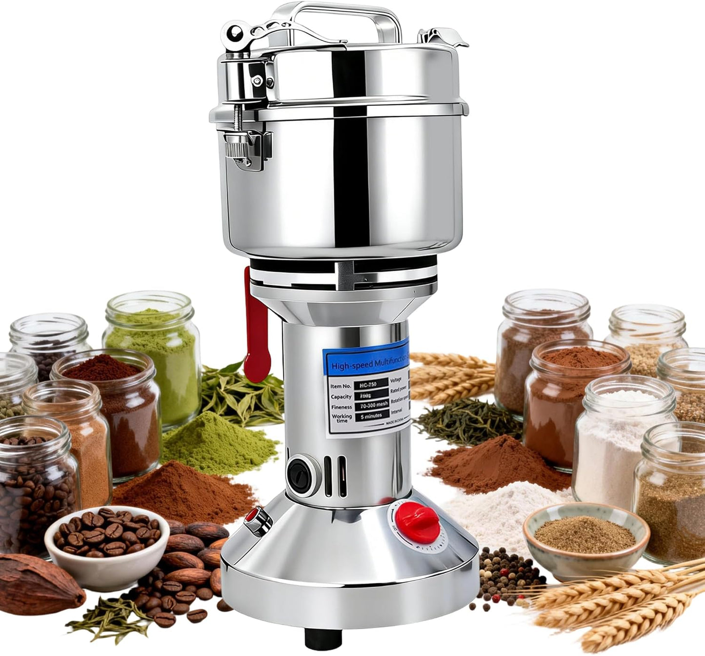 Molinillo Grano Acero Inox 26.46oz 2000W para Harina