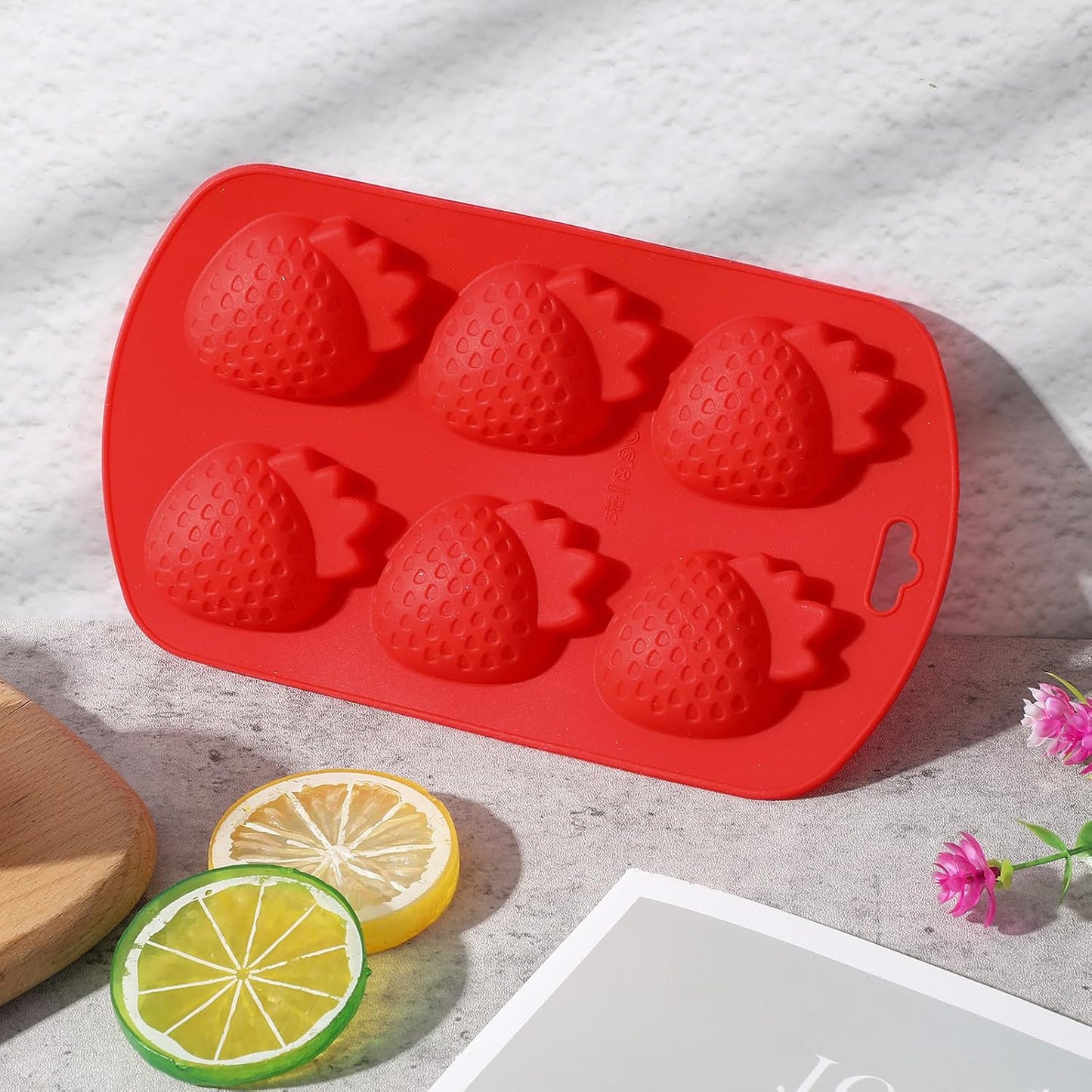 Moldes de silicona 3D para fresas y fondant, para decorar pasteles y hacer chocolate, caramelos, velas