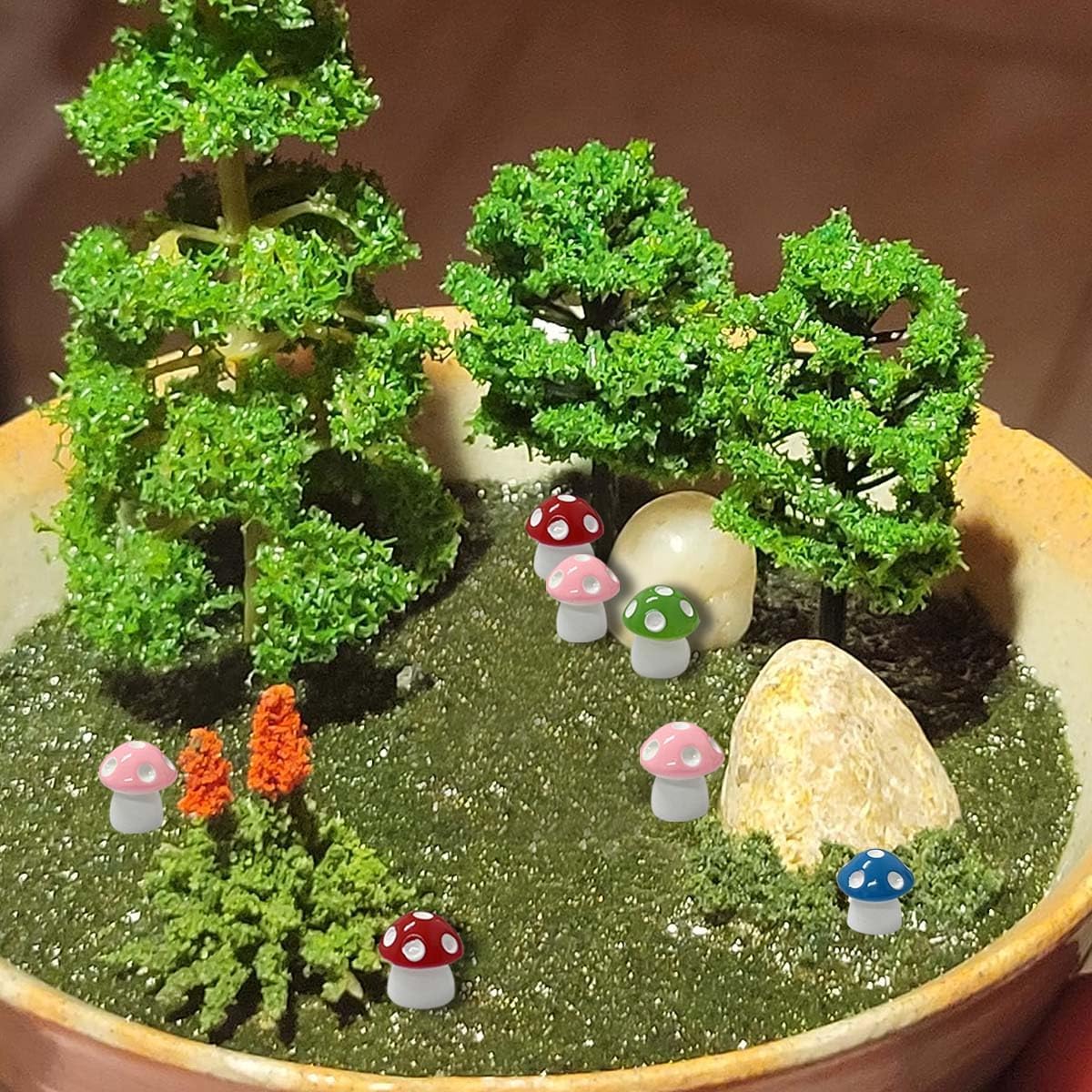 50 Pzas figuras hongos resina decoración jardín