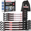 Correas trinquete 1x12ft 1500lb para mudanza motocicleta negro rojo
