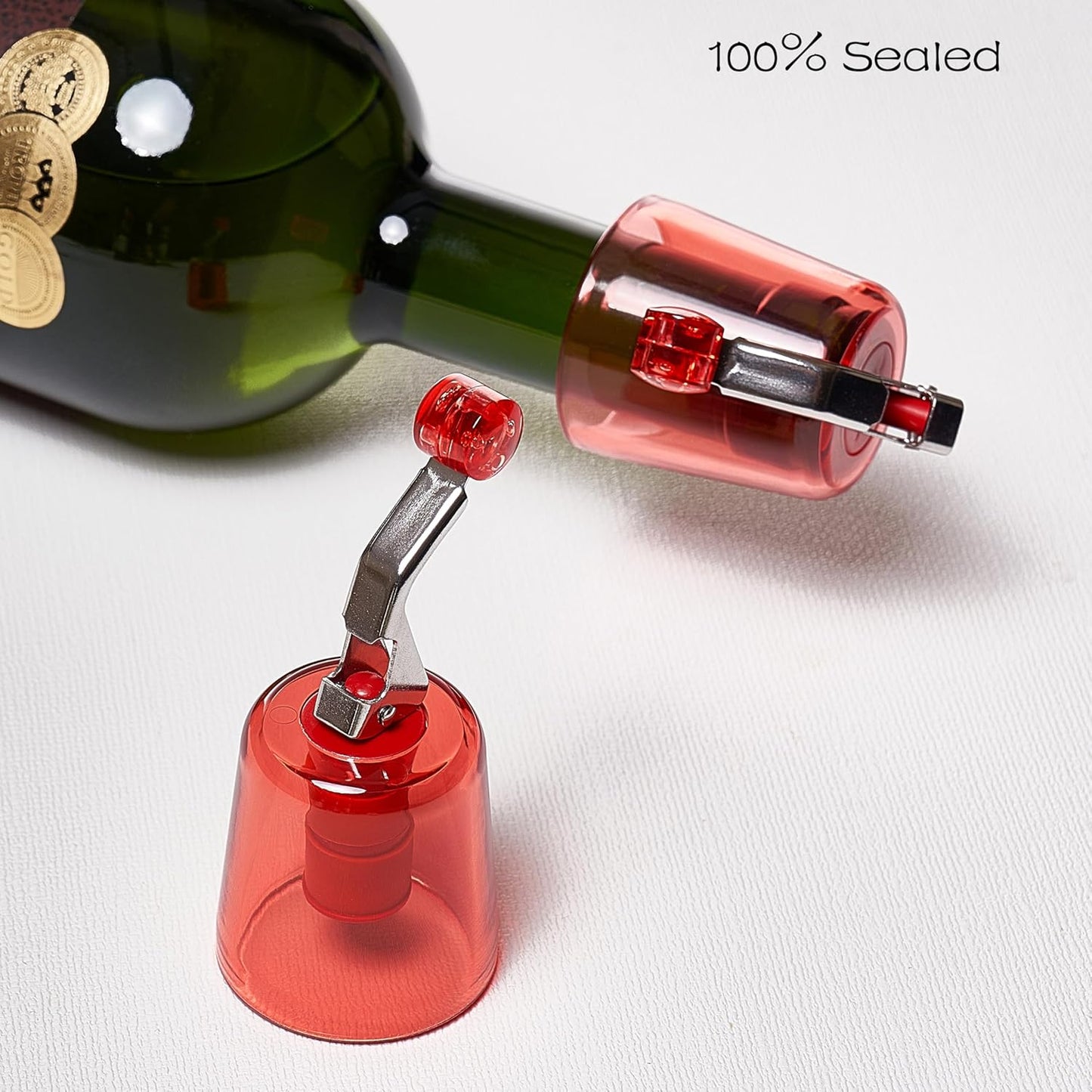 2 Tapones Vino Silicona Reutilizables Sello Fugas Blanco