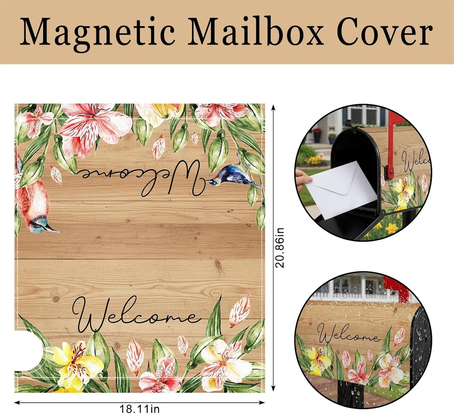 Fundas magnéticas para buzón diseño floral 21"