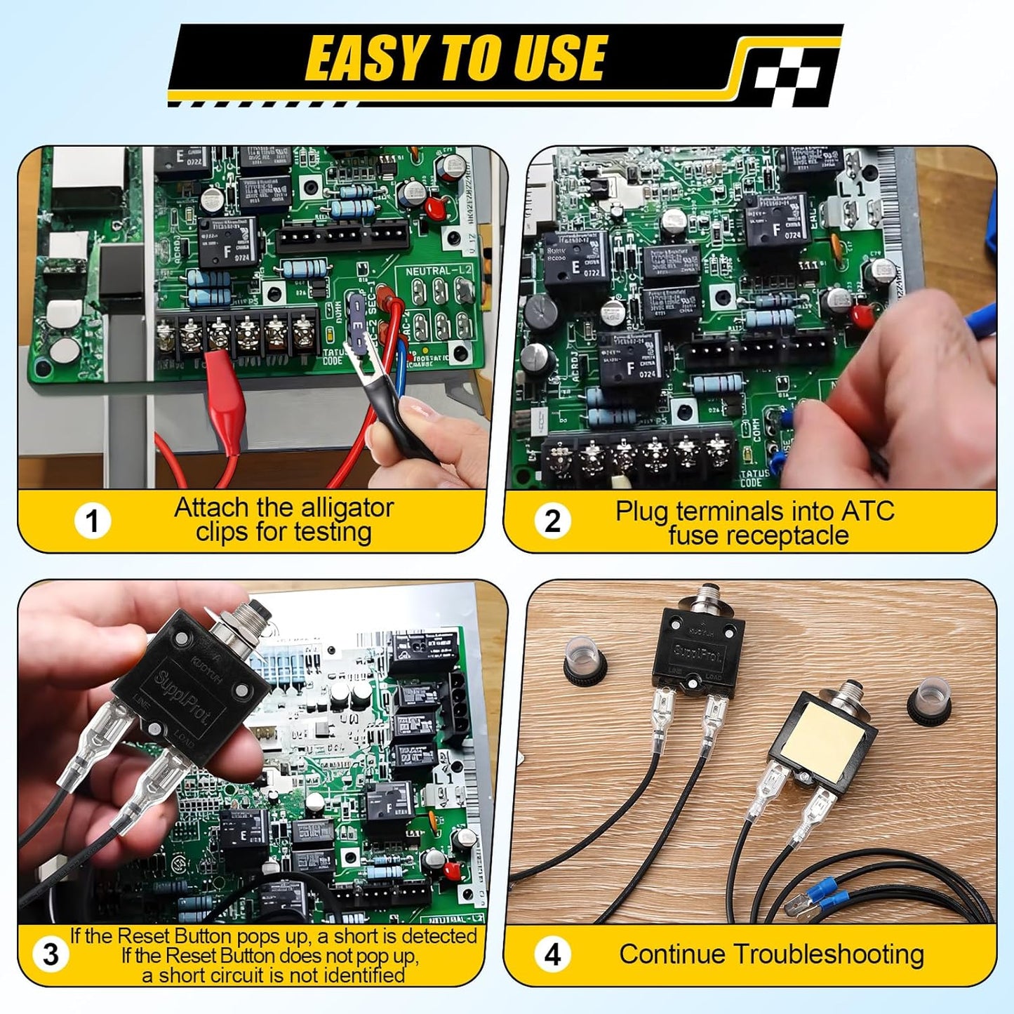 Kit fusibles HVAC 3A 5A probador circuito 24V