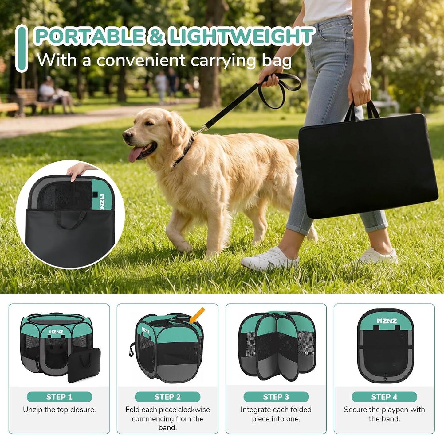 Jaula plegable para perros pequeños y medianos con funda portátil