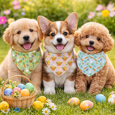 50 Bandanas Triangulares para Perros Diseño Pascua 19.7x13.8pulg