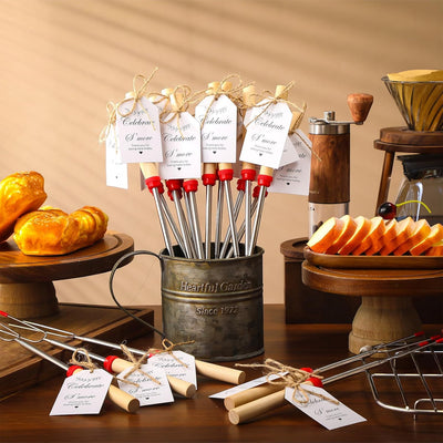 48 Juegos S'mores con Pinchos Extensibles y Etiquetas para Fiesta