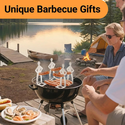 Soporte salchichas barbacoa 10uds reutilizables camping fiesta