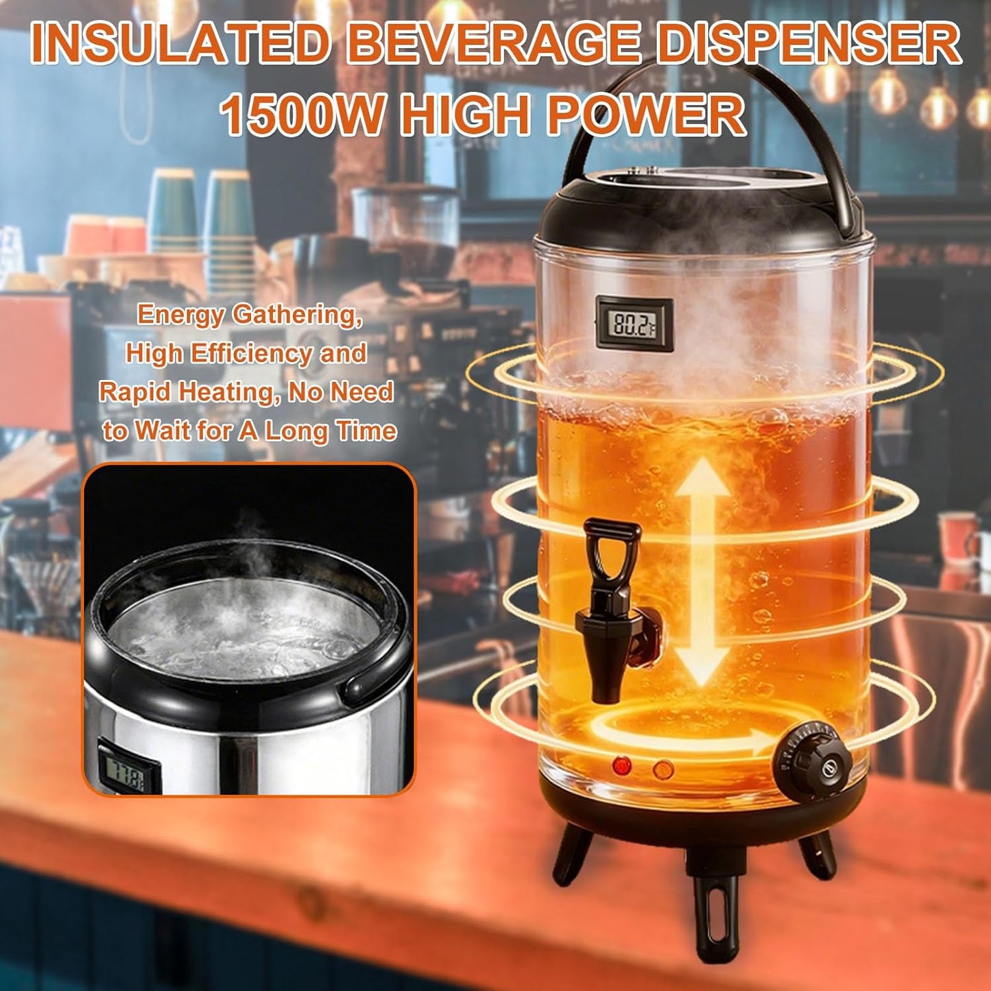 Dispensador bebidas acero inox 12L térmico con calentamiento
