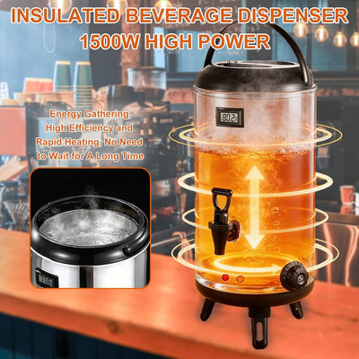 Dispensador bebidas acero inox 12L térmico con calentamiento