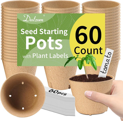 60 Macetas Turba 4pulg con Etiquetas Biodegradables Drenaje