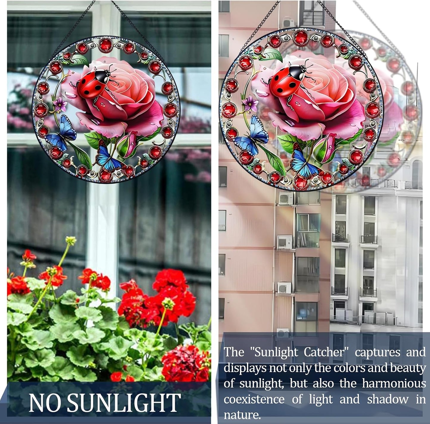Atrapasoles de rosas colgantes de cristal para ventanas
