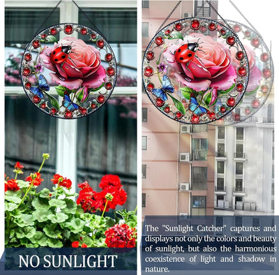 Atrapasoles de rosas colgantes de cristal para ventanas