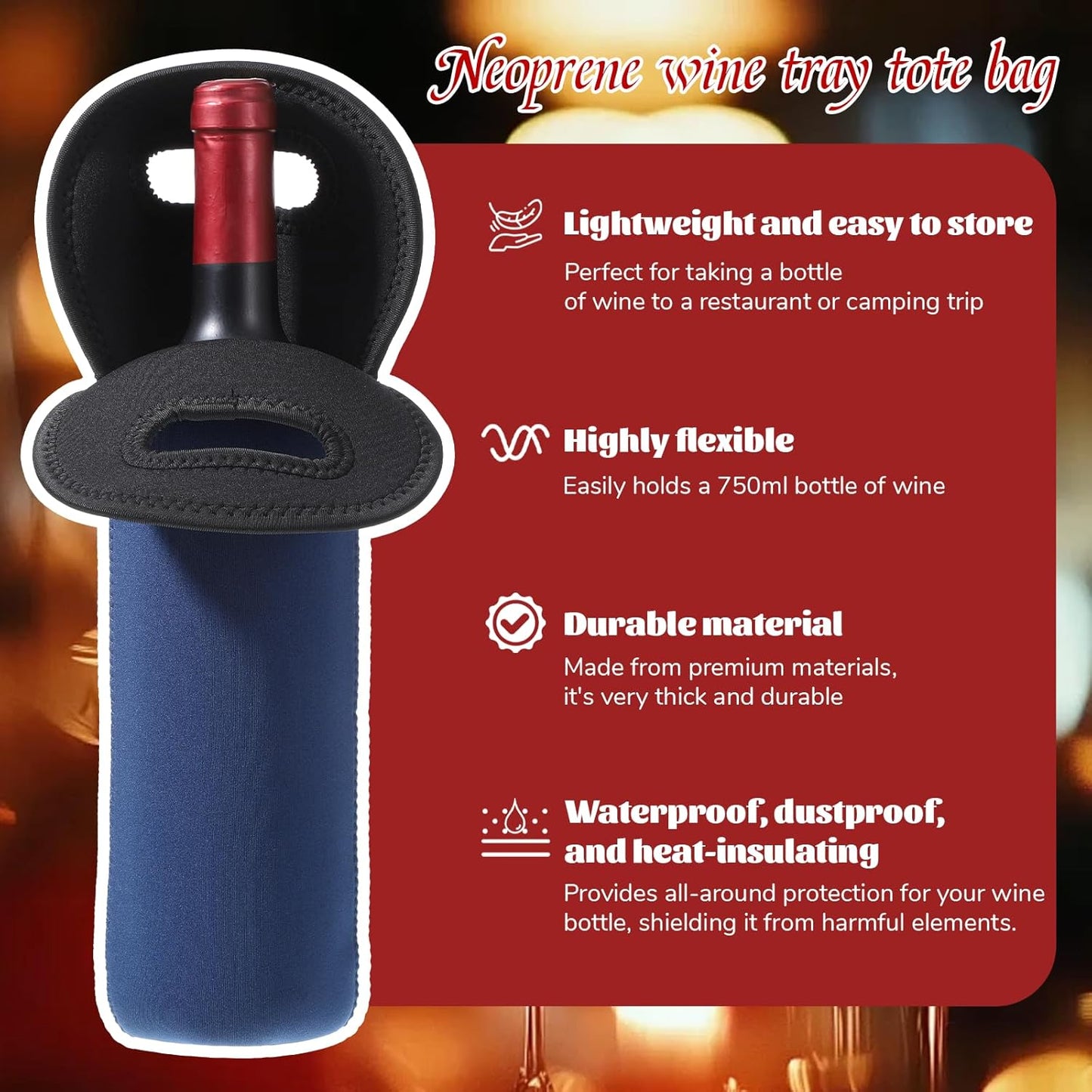 Bolsa neopreno para botellas de vino portátil