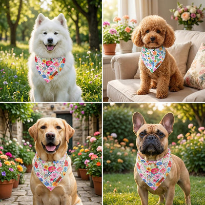 Bufanda perro floral duradera ajustable para medianos y grandes