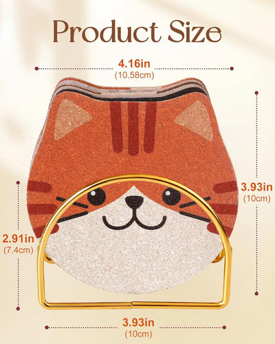 Juego de 6 posavasos con diseño de gato para bebidas, hogar y oficina