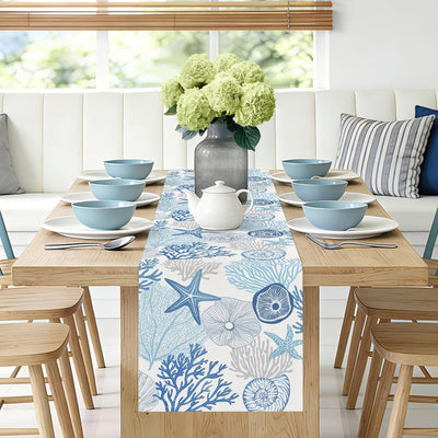 Manteleta de mesa bonhause coastal ocean 13x72 pulgadas decoración para interiores y exteriores