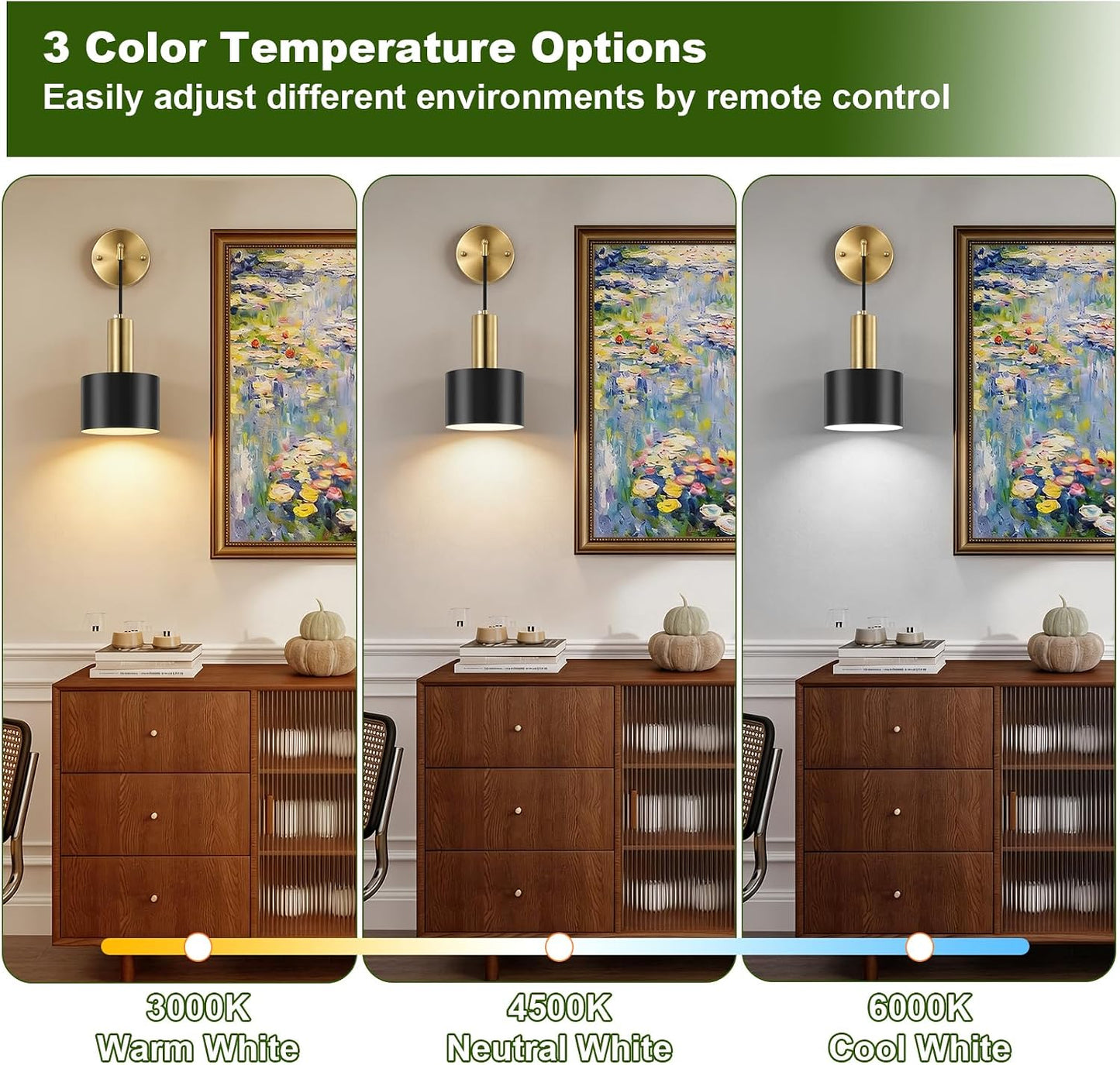 Aplique pared inalámbrico LED 15 colores con control remoto