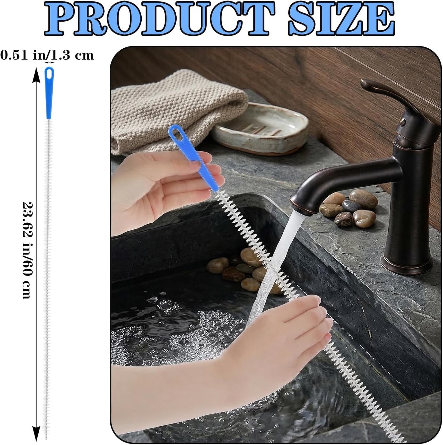 Set 2 Cepillos Desatascador Tubo Flexibles Baño Cocina