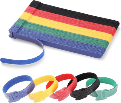 100 Bridas Reutilizables 8pulg Correas Cable Organizador 5 Colores