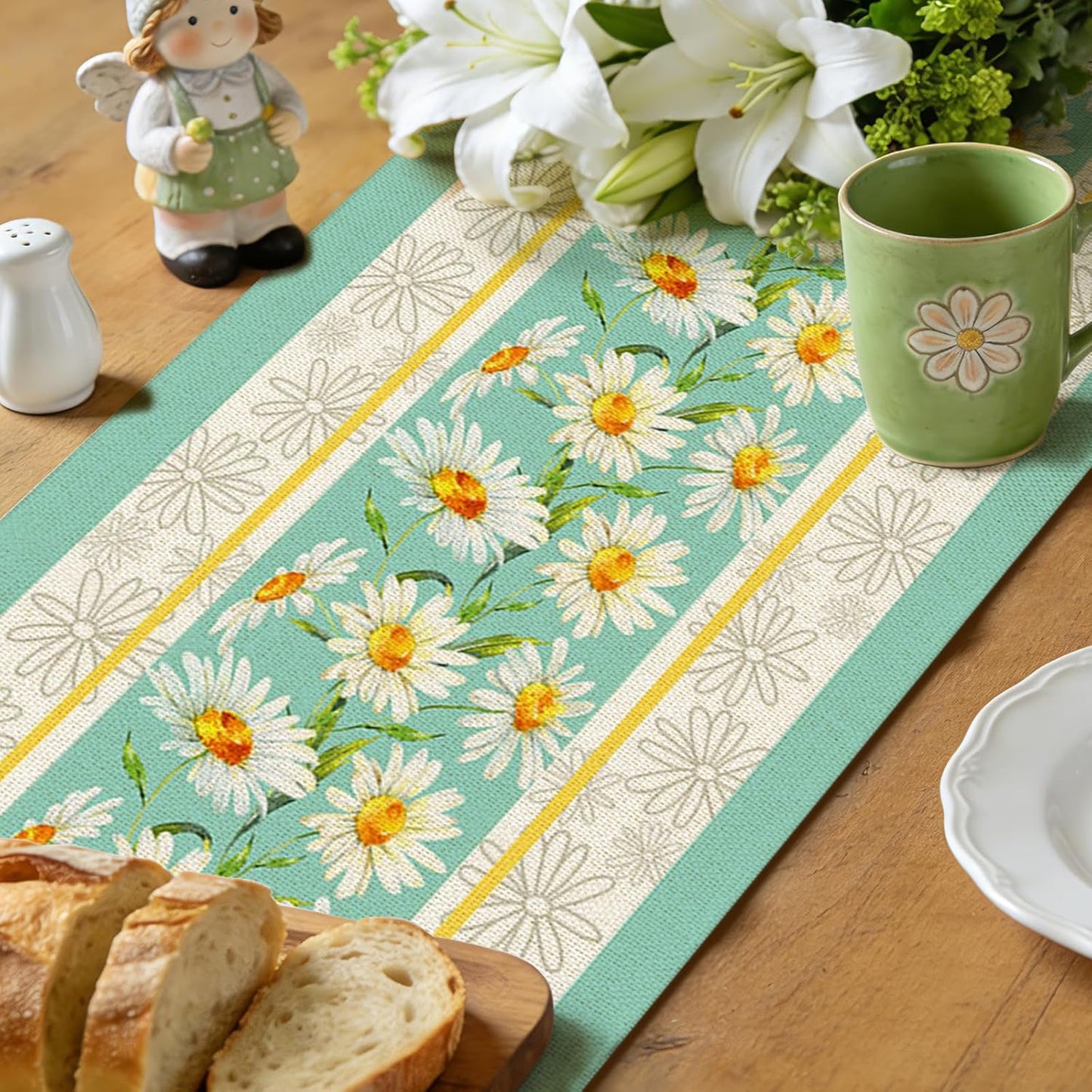 Camino mesa floral margaritas verano 13x72pulg