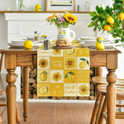 Camino de mesa Hello Sunshine con girasol y limón decoración de fiesta