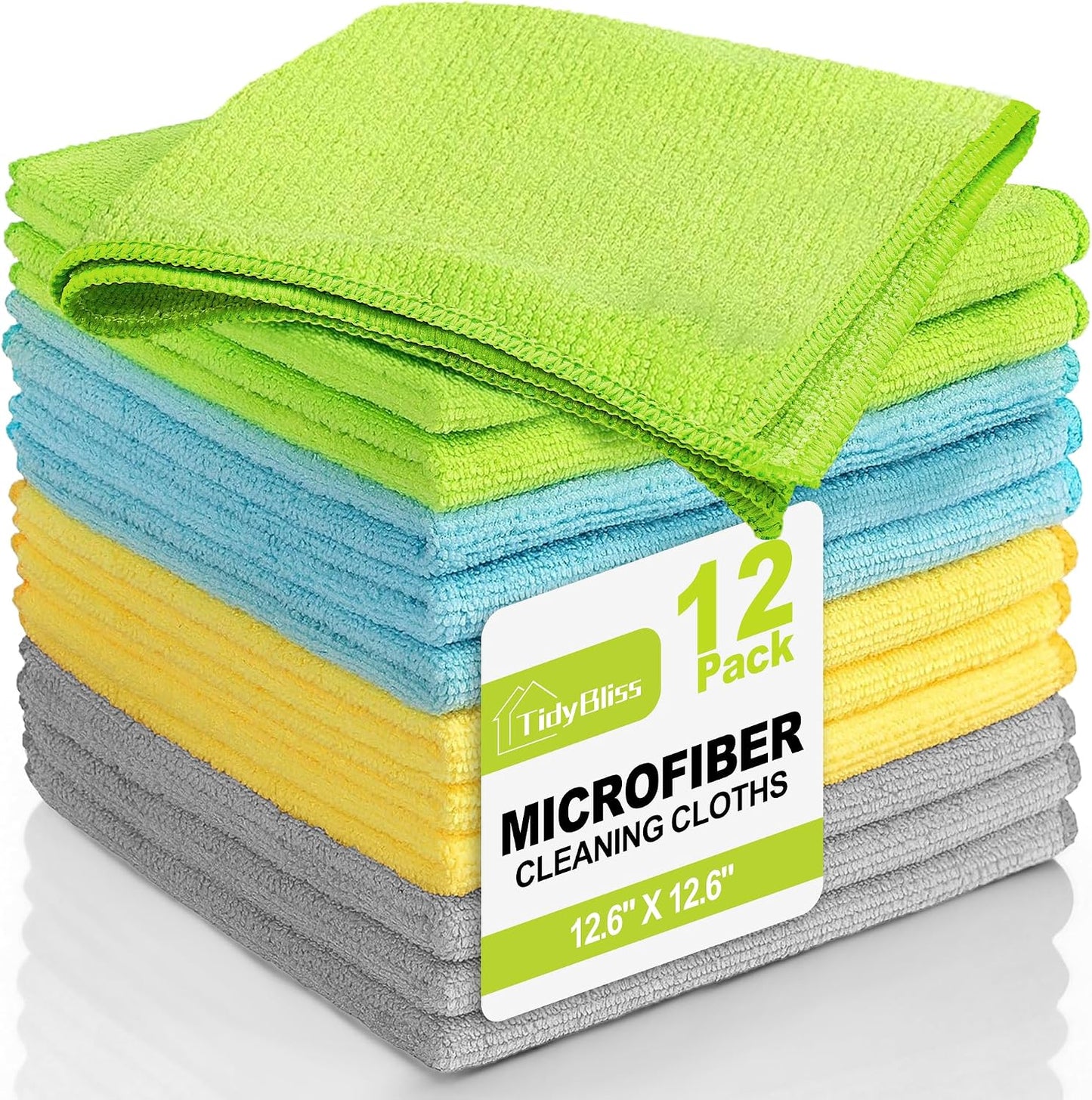 12 Pzas Paños Microfibra 12.6x12.6pulg Reutilizables para Polvo