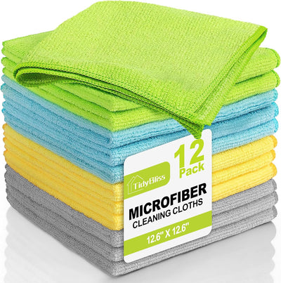 12 Pzas Paños Microfibra 12.6x12.6pulg Reutilizables para Polvo