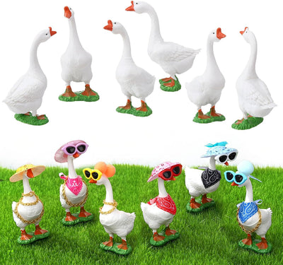 6 Juegos Mini Figuras Ganso Estatua Decoración Jardín Oficina
