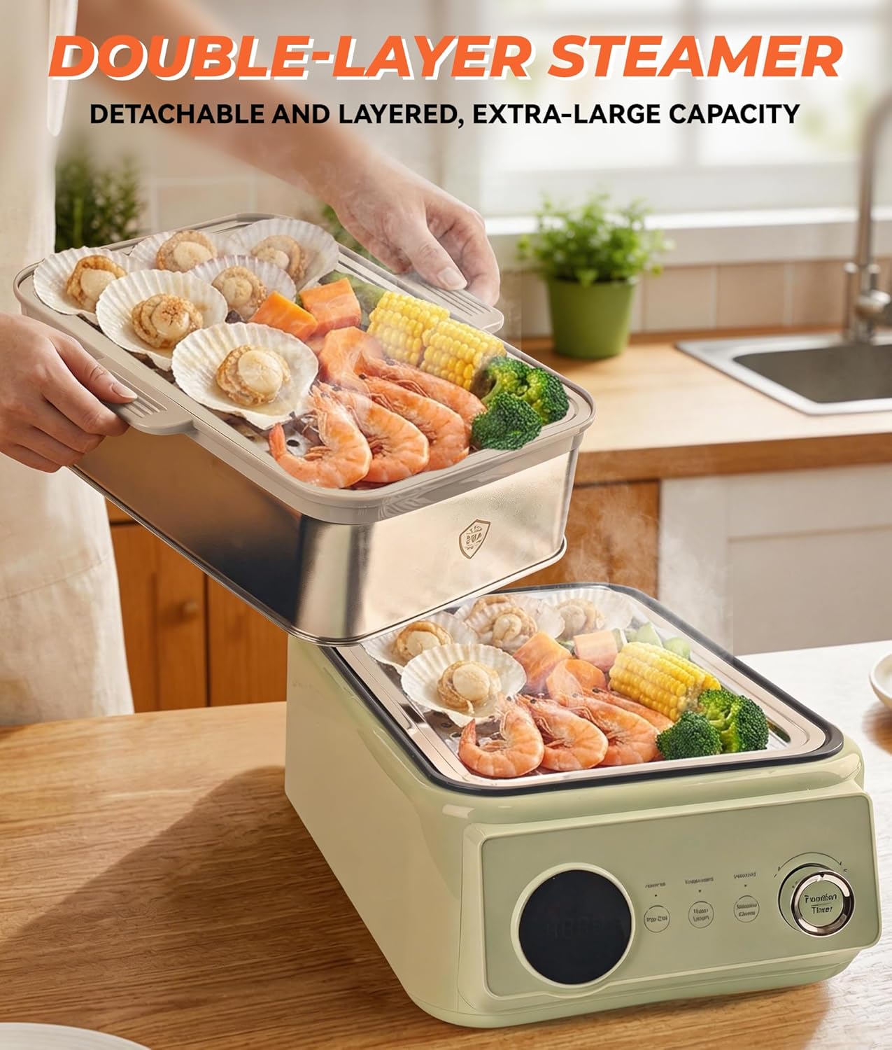 Vaporizador doble capa 10.6qt acero inox eléctrico