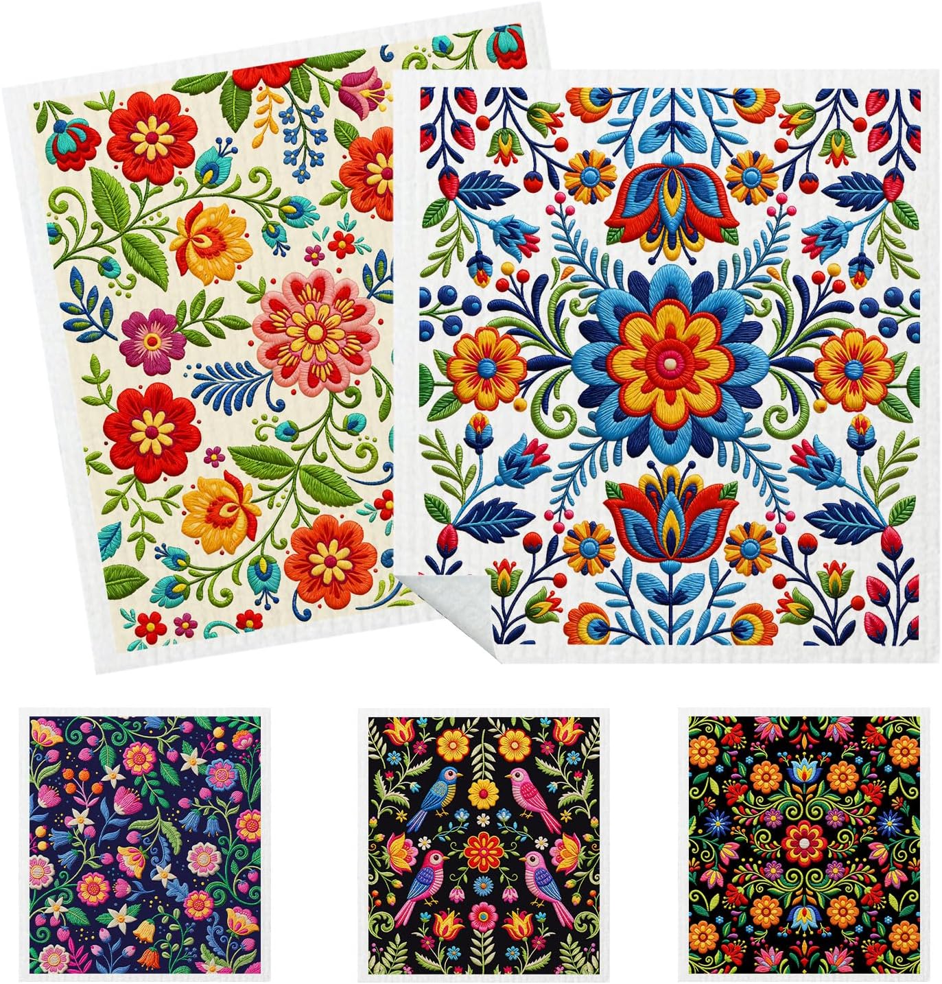 Paquete de 5 paños de cocina con diseño floral Cinco de Mayo