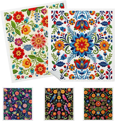 Paquete de 5 paños de cocina con diseño floral Cinco de Mayo