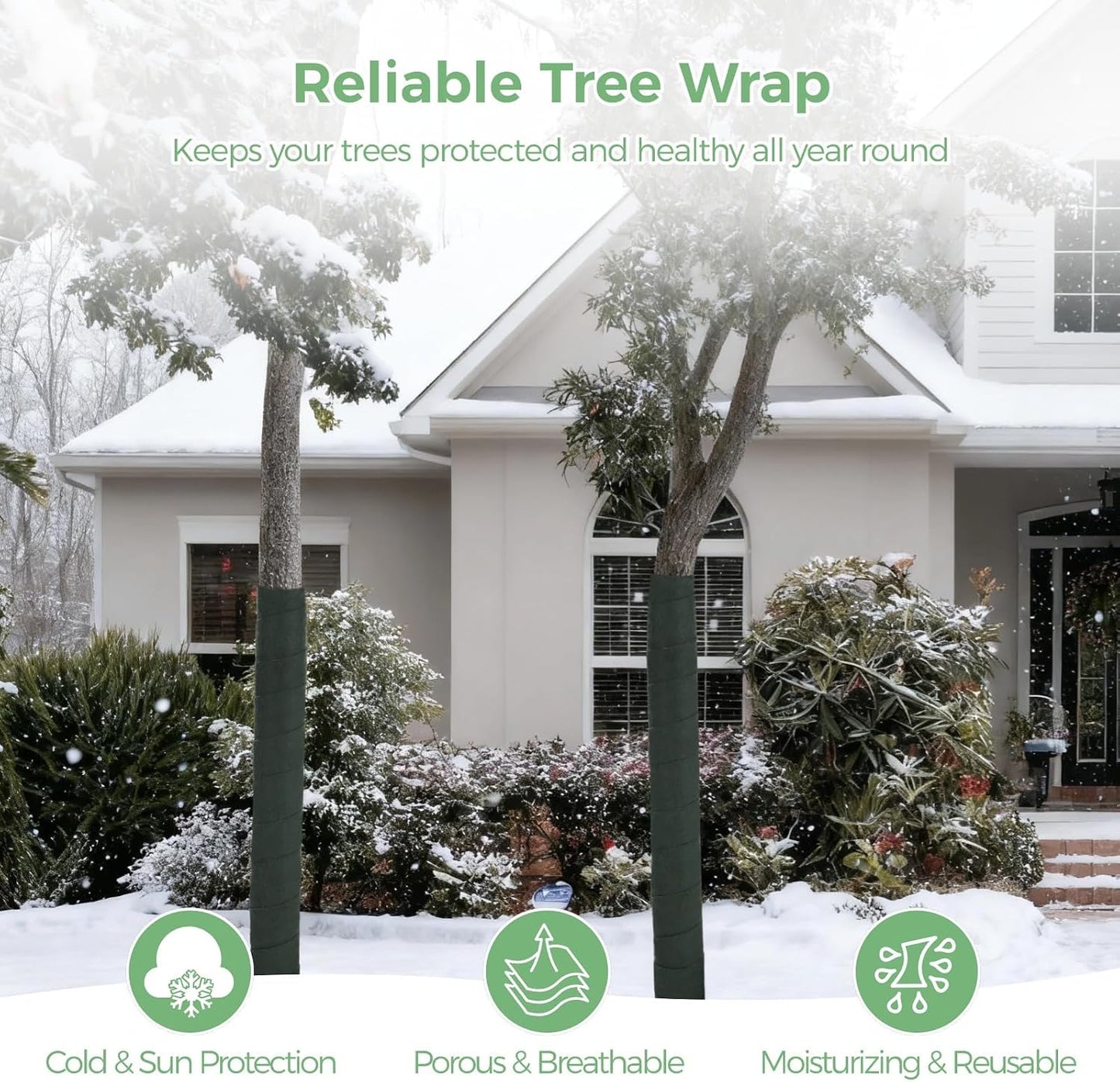 4 Rollos Envolturas Árbol 3 Capas 4.7pulg x 65.6ft Transpirables