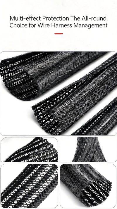 Funda cable trenzada 0.197pulg x 9.8pies ignifugo gestionar cables
