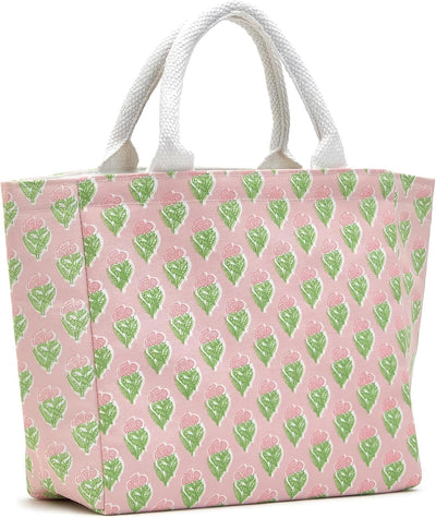 Bolsa térmica reutilizable ligera para almorzar rosa geométrico