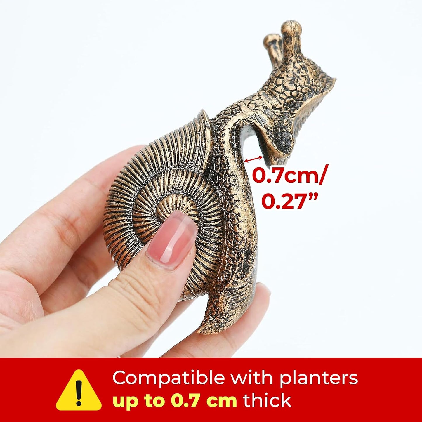 Figurita resina caracol abrazadera maceta jarron mini terrario