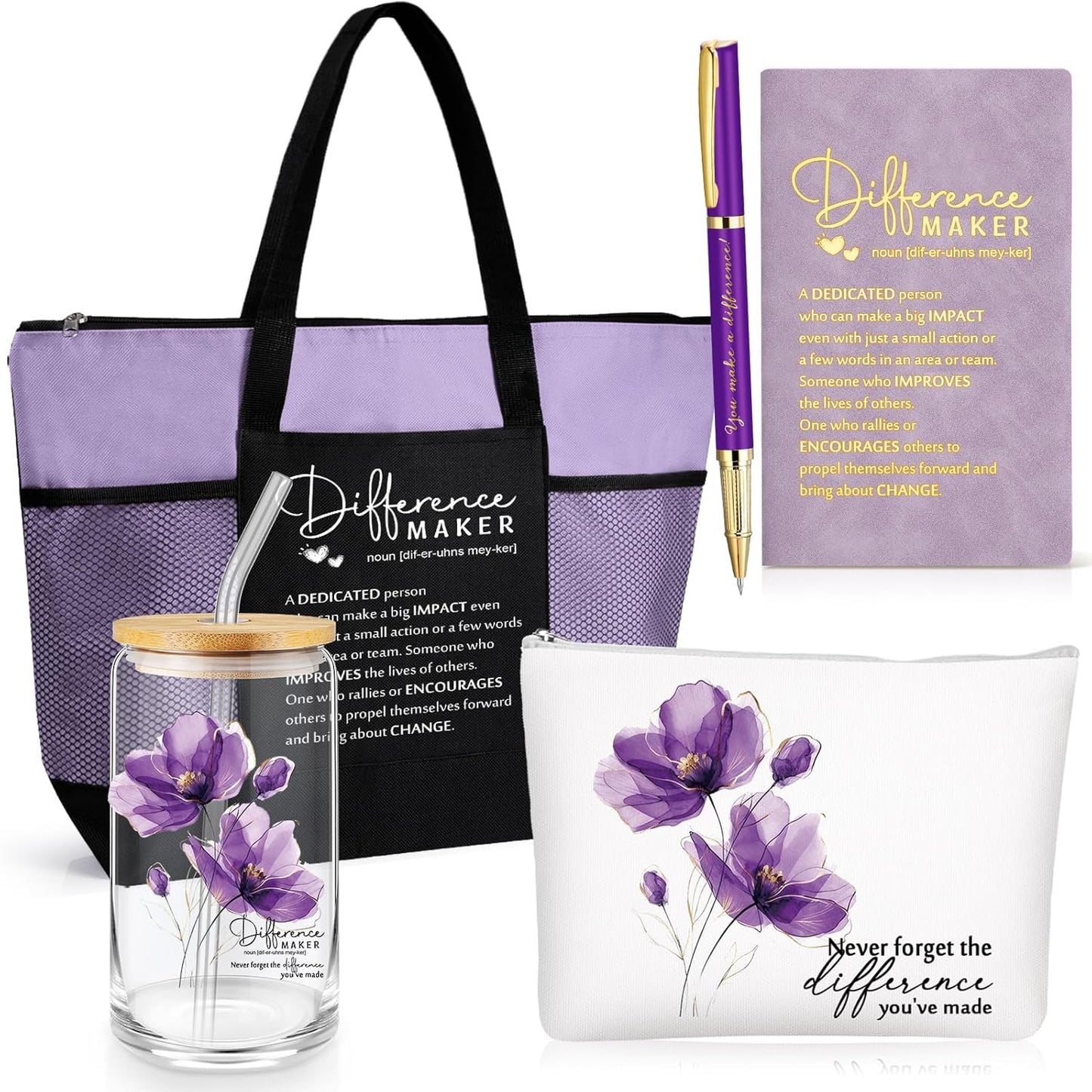 5 regalos para mujeres Meanplan diario, bolsa de maquillaje y bolígrafo con mensaje para enfermeras
