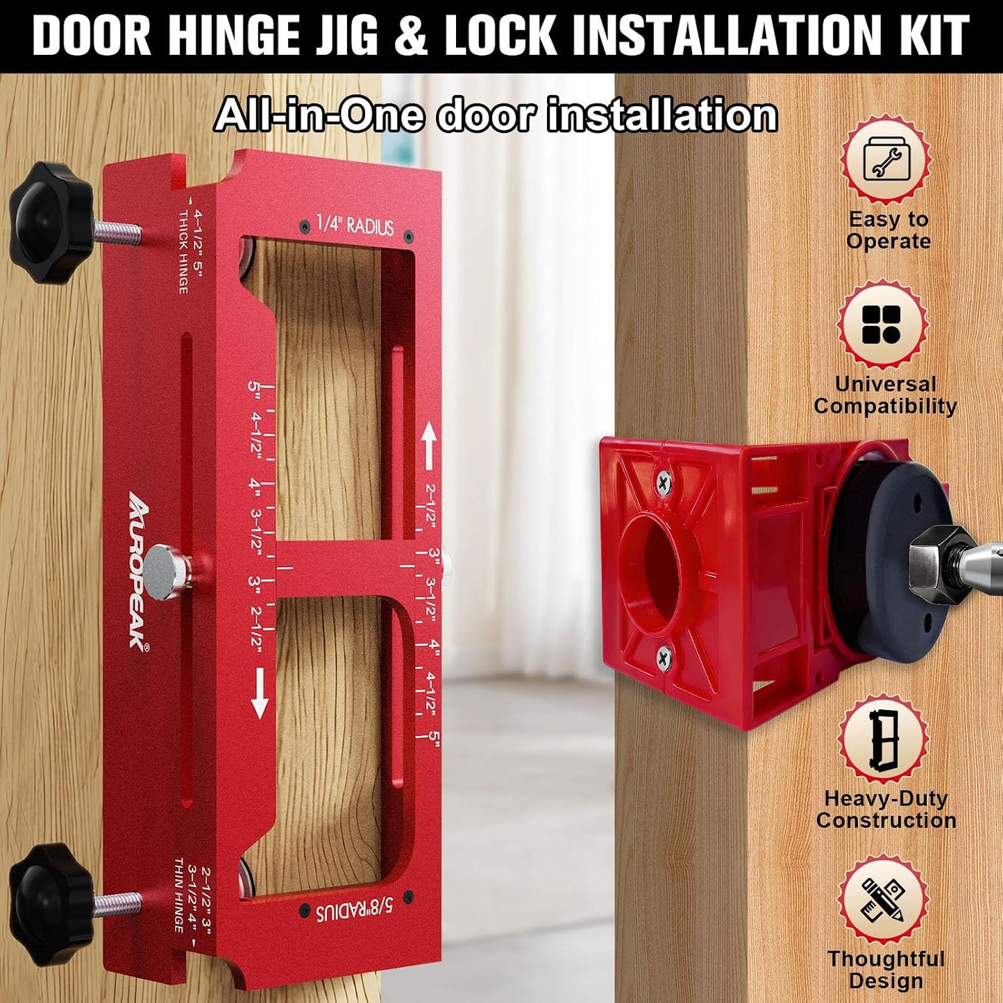 Kit plantilla bisagra puerta aluminio 2.5-5pulg