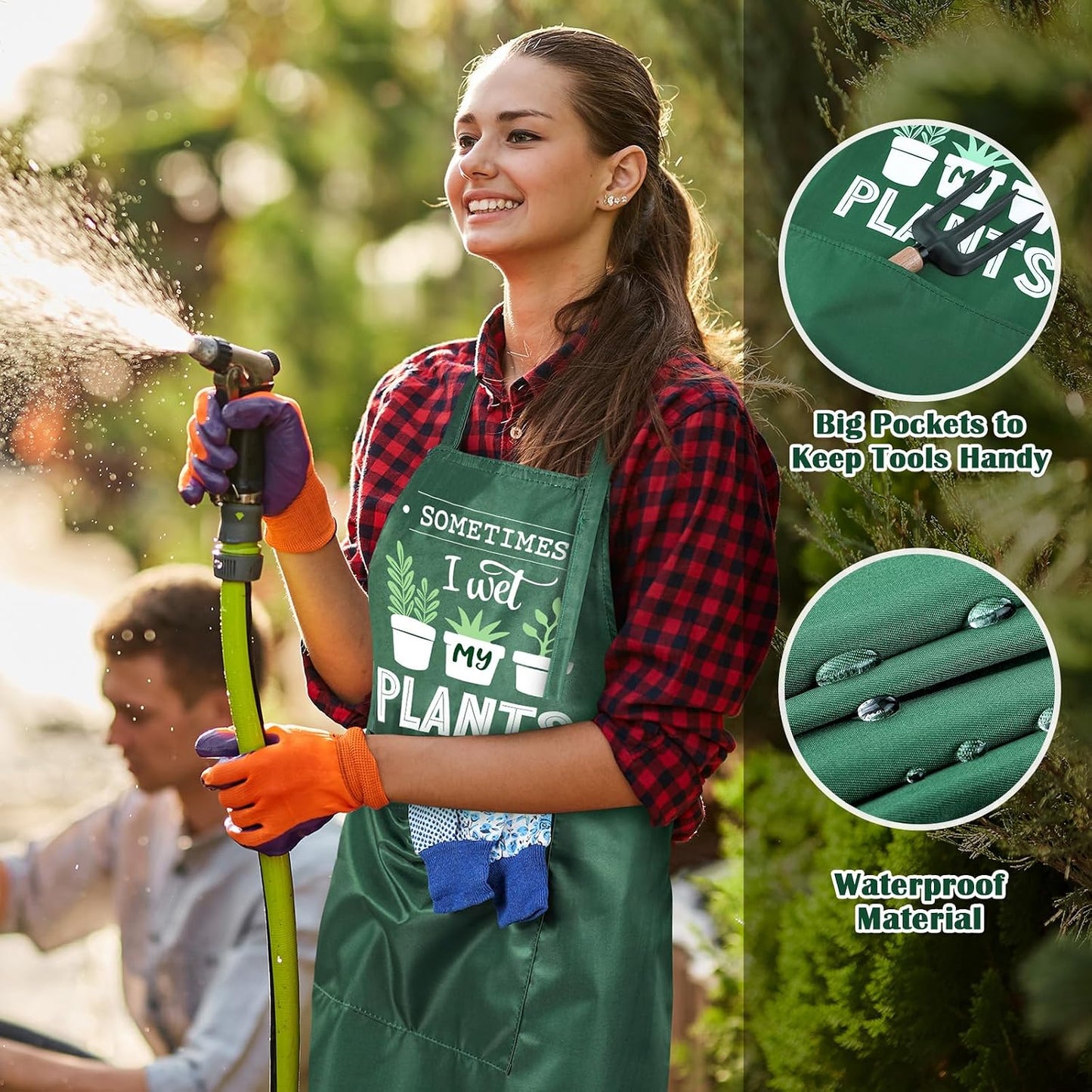 3 Delantales Jardinería Impermeables con Bolsillos