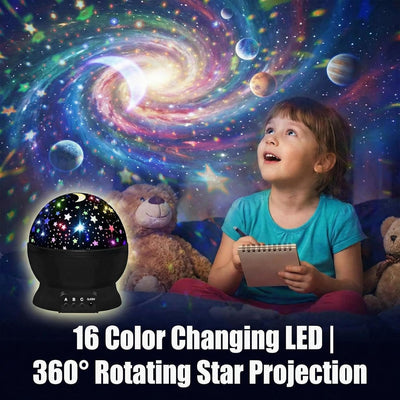 Luz Nocturna para Niños con Proyector Estrellas Rotación 360°