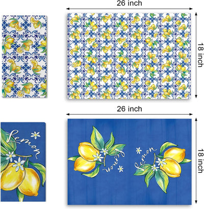 2 Pzas Paños Cocina Azulejos Italia Limón Azul Medit