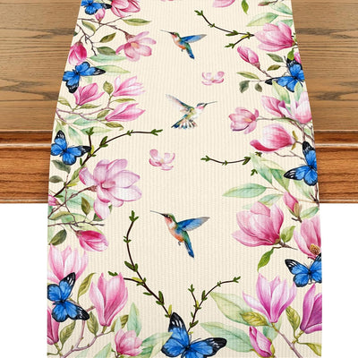 Camino mesa primavera estampado mariposas y flores 13x72pulg