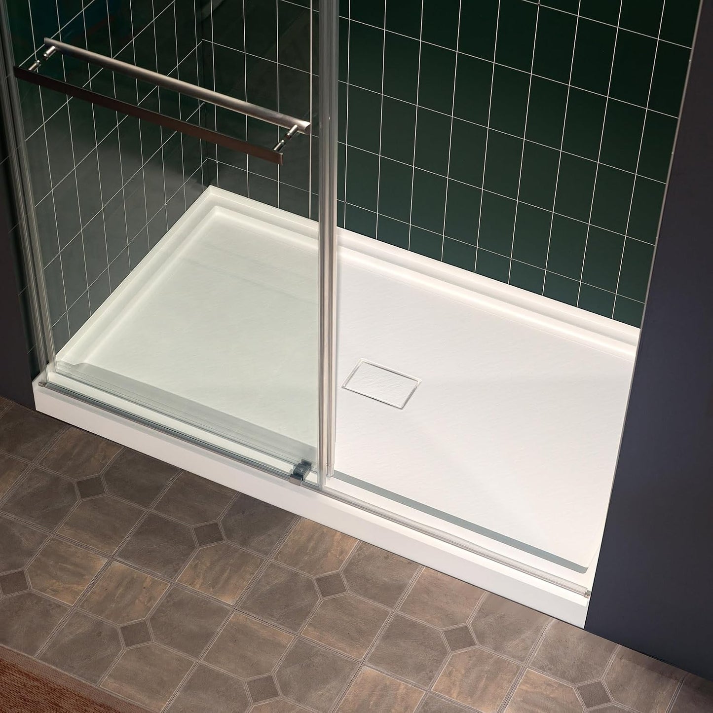 Base ducha 60x36pulg blanco drenaje central antideslizante