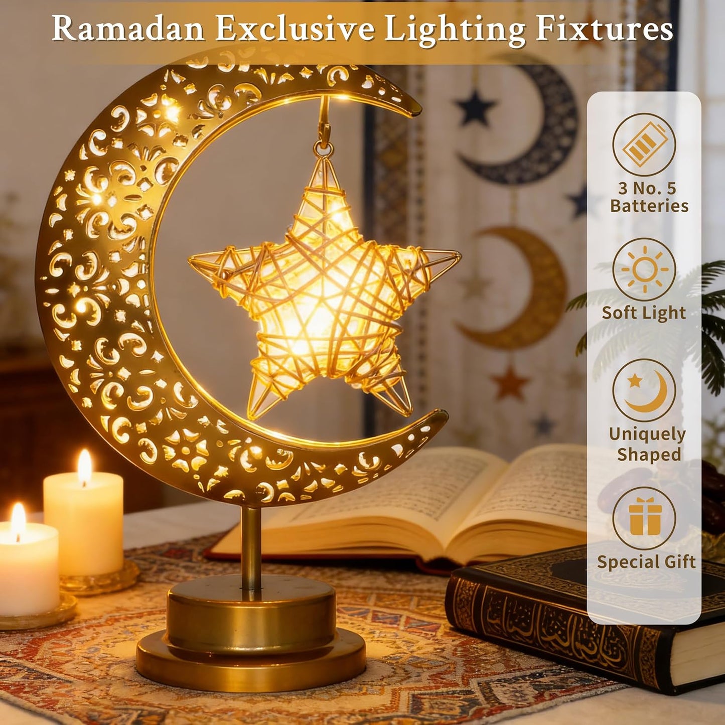 Lámpara de luna vintage para Eid y Ramadán