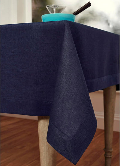 Mantel Lino 60x156pulg Azul Cambray Mesa Rectangular