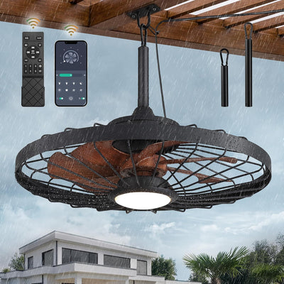 Ventilador techo exterior 24pulg luces IP65 control remoto