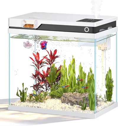 Acuario 7gal 4en1 con alimentador, bomba, iluminación y termómetro