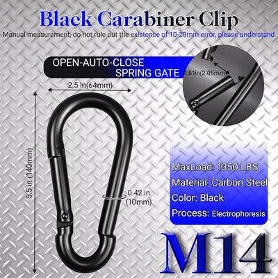 12 Mosquetones M14 Acero Galvanizado Negro 5.5pulg