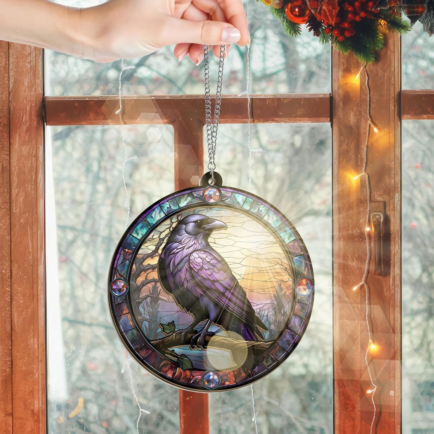 Adornos cuervo Navidad gótica para árbol y regalo