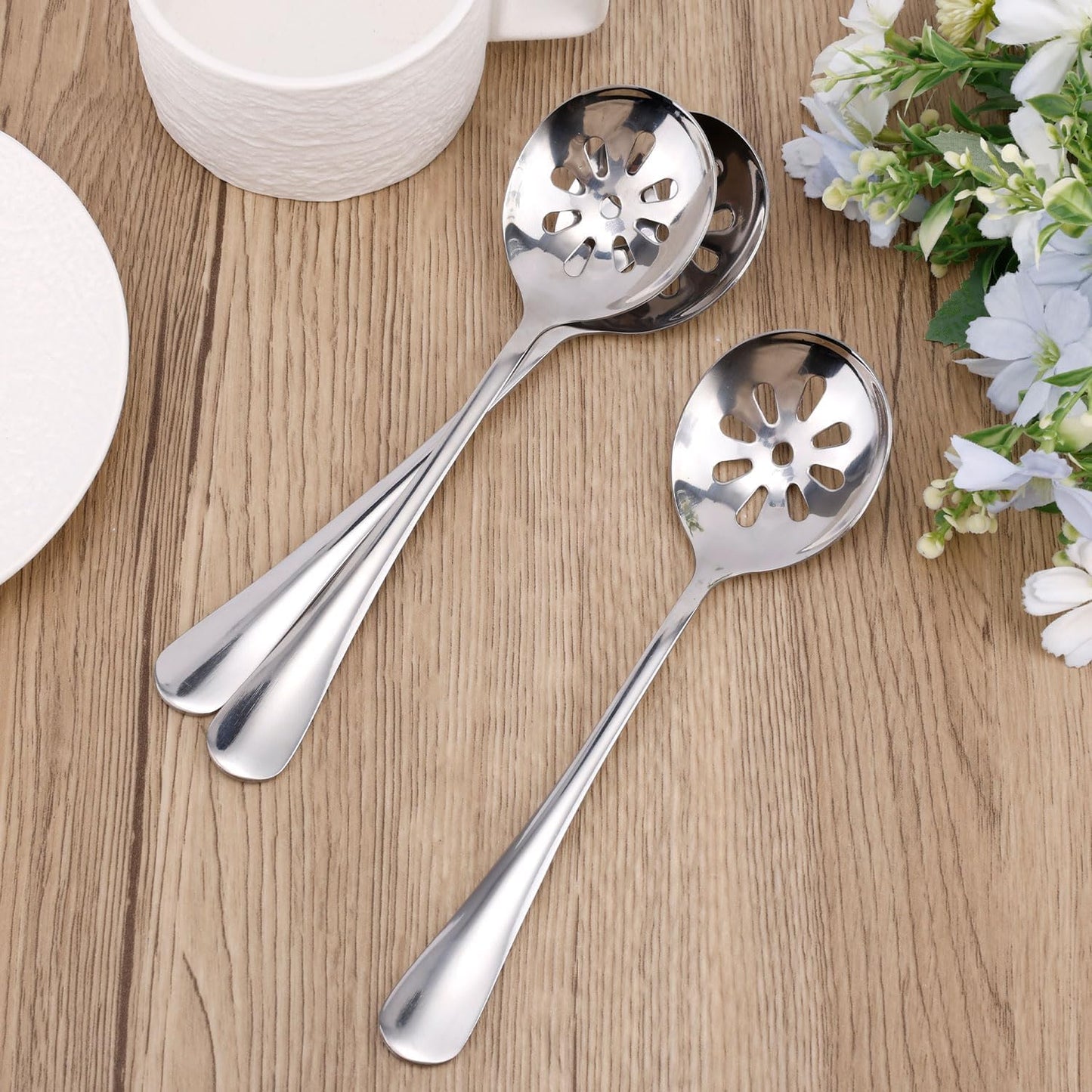 3 Cucharas Acero Inox Ranuradas 7.9x2pulg 9 Agujeros