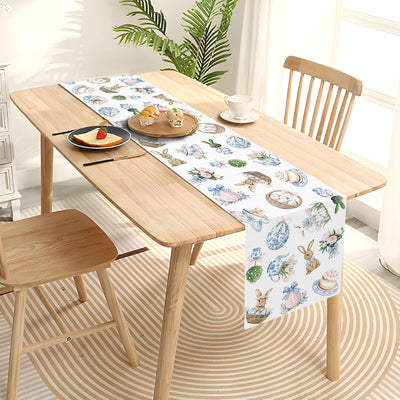 Camino mesa Pascua azul porcelana Toile de Jouy decoración hogar